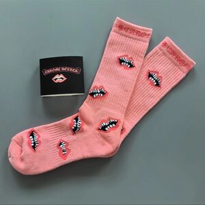 Chrome Hearts Pink Lip-Print Crew Socks